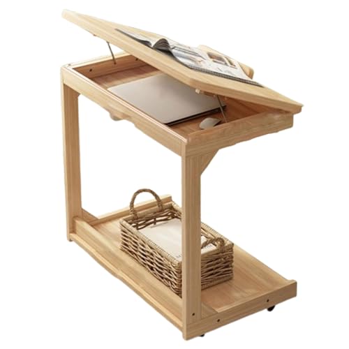 LISHEUK C-förmiger Beistelltisch mit Rollen, mobiler Sofa-Beistelltisch mit Stauraum, Couchtisch aus Holz mit Verstellbarer Schreibtischplatte für Wohnzimmer und Schlafzimmer, 40 LISHEUK C-förmiger Beistelltisch mit Rollen, mobiler Sofa-Beistelltisch mit Stauraum, Couchtisch aus Holz mit Verstellbarer Schreibtischplatte für Wohnzimmer und Schlafzimmer, 40 von LISHEUK