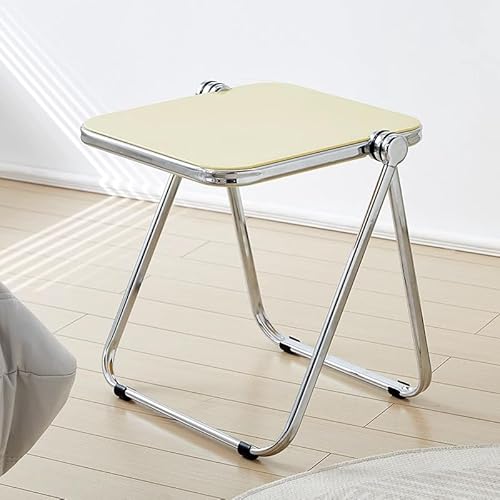 LISHEUK Klappbarer Beistelltisch aus Acryl für Sofa und Schlafzimmer, tragbarer Beistelltisch mit Metallrahmen für Kaffee und Snacks, Farboption Gelb von LISHEUK