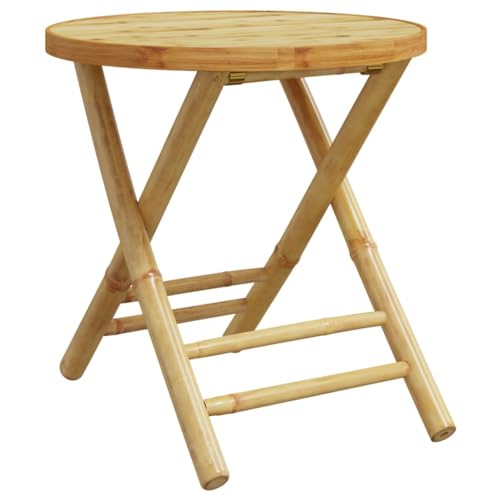LISHEUK Klappbarer Gartentisch aus Bambus für Garten, Terrasse, Balkon, wetterfester und tragbarer runder Kaffee-Beistelltisch, 45,7 x 45,7 cm von LISHEUK