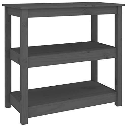LISHEUK Konsolentisch, Eingangstisch mit 3 Ablagen, Sideboard, Akzenttisch für Wohnzimmer, Flur, Schlafzimmer, Eingangsbereich, Grau, 80 x 40 x 74 cm, Massivholz Kiefer LISHEUK Konsolentisch, Eingangstisch mit 3 Ablagen, Sideboard, Akzenttisch für Wohnzimmer, Flur, Schlafzimmer, Eingangsbereich, Grau, 80 x 40 x 74 cm, Massivholz Kiefer von LISHEUK