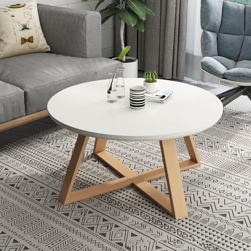 LISHEUK Moderne, minimalistische, weiße Couchtische, 2er-Set für Wohnzimmer und Schlafzimmer, stabil, einfach zu montieren, stapelbare Beistelltische, 70 x 70 x 45 cm von LISHEUK