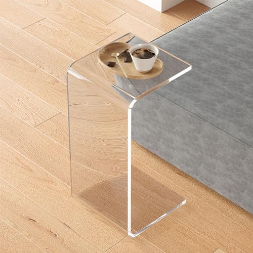 LISHEUK Moderner C-förmiger Beistelltisch aus Acryl für kleine Räume. Stilvoller Nachttisch als Dekoration für Wohnzimmer oder Schlafzimmer. Durchsichtiger Couchtisch aus dickem von LISHEUK