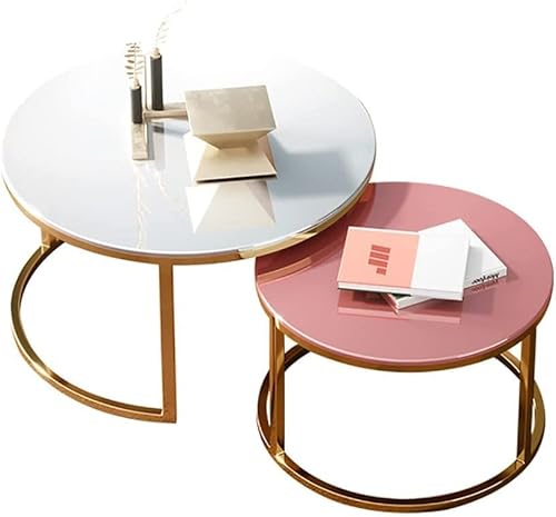 LISHEUK Moderner Couchtisch für das Wohnzimmer, 2er-Set, seitlicher Couchtisch mit Metallrahmen, Satztische, 8 mm hochfestes, farbig gehärtetes Glas, Chassis im Titan-PVD-Verfah LISHEUK Moderner Couchtisch für das Wohnzimmer, 2er-Set, seitlicher Couchtisch mit Metallrahmen, Satztische, 8 mm hochfestes, farbig gehärtetes Glas, Chassis im Titan-PVD-Verfah von LISHEUK