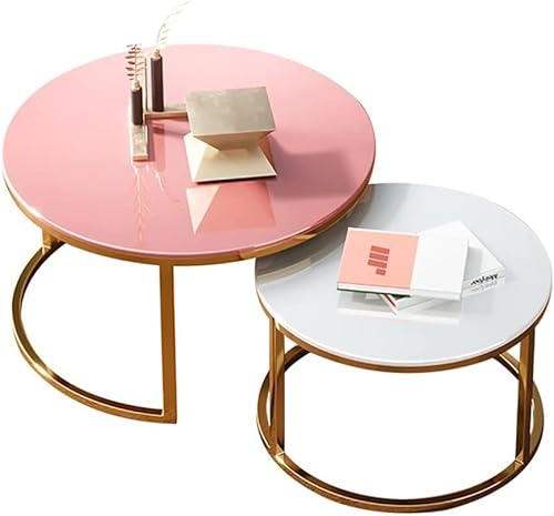 LISHEUK Moderner Couchtisch für das Wohnzimmer, 2er-Set, seitlicher Couchtisch mit Metallrahmen, Satztische, 8 mm hochfestes, farbig gehärtetes Glas, Chassis im Titan-PVD-Verfah LISHEUK Moderner Couchtisch für das Wohnzimmer, 2er-Set, seitlicher Couchtisch mit Metallrahmen, Satztische, 8 mm hochfestes, farbig gehärtetes Glas, Chassis im Titan-PVD-Verfah von LISHEUK