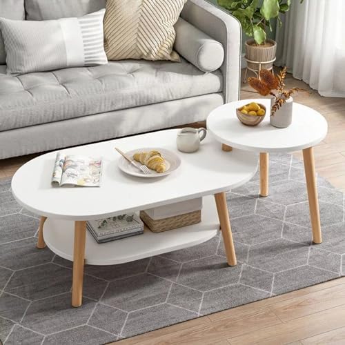 LISHEUK Moderner Couchtisch zum Verschachteln, Sofa-Beistelltisch aus Holz und MDF, für kleine Räume in Wohnungen, Warmweiß, 100 + 40 cm LISHEUK Moderner Couchtisch zum Verschachteln, Sofa-Beistelltisch aus Holz und MDF, für kleine Räume in Wohnungen, Warmweiß, 100 + 40 cm von LISHEUK