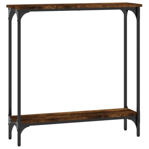 LISHEUK Moderner Konsolentisch mit Ablagen, schmaler Flur-Beistelltisch zur Aufbewahrung im Eingangsbereich, Braun-Eichenoptik, 75 x 22,5 x 75 cm von LISHEUK