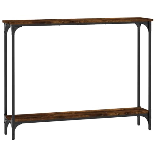 LISHEUK Moderner Konsolentisch mit Regalen, schmaler Beistelltisch für Flur und Eingang, rustikales Braun-Eichen-Finish, 75 x 22,5 x 75 cm von LISHEUK