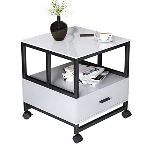 LISHEUK Moderner quadratischer Beistelltisch mit Ablagefach, Schublade und Rollen, 2 Ebenen, Nachttisch für Wohnzimmer, Schlafzimmer, 62 cm hoch, einfach zu montierender Couchtis LISHEUK Moderner quadratischer Beistelltisch mit Ablagefach, Schublade und Rollen, 2 Ebenen, Nachttisch für Wohnzimmer, Schlafzimmer, 62 cm hoch, einfach zu montierender Couchtis von LISHEUK