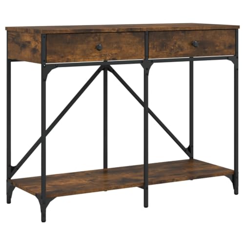 LISHEUK Moderner schmaler Konsolentisch mit Ablage für Wohnzimmer Flur, Braun, Eichenoptik, 75 x 30,5 x 75 cm von LISHEUK