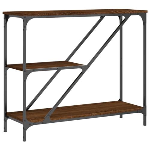 LISHEUK Moderner schmaler Konsolentisch mit Ablage für Wohnzimmer Flur Braun Eichenoptik 75 x 30,5 x 75 cm Holzwerkstoff von LISHEUK