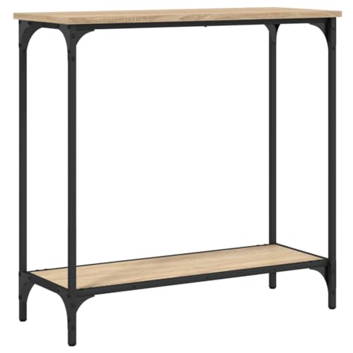 LISHEUK Moderner schmaler Konsolentisch mit Ablage für Wohnzimmer Flur Braun Eichenoptik 75 x 30,5 x 75 cm Holzwerkstoff von LISHEUK