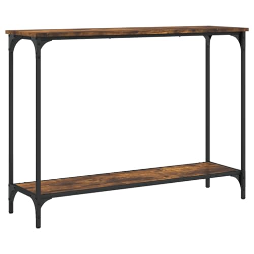 LISHEUK Moderner schmaler Konsolentisch mit Ablage für Wohnzimmer und Flur, Braune Eichenoptik, 75 x 30,5 x 75 cm von LISHEUK