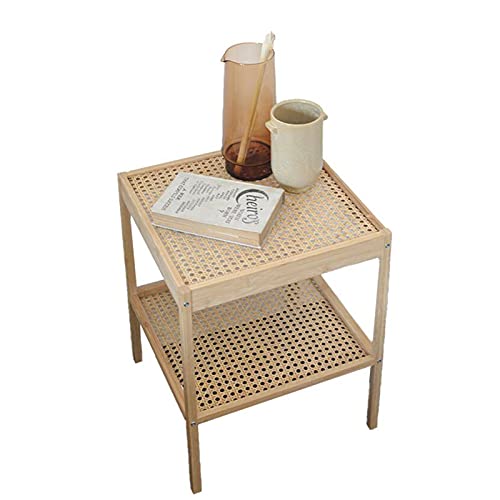 LISHEUK Nachttisch aus massivem Kirschholz-Rattan, doppelter kreativer Couchtisch, Sofa-Beistelltisch aus gehärtetem Glas, geeignet für den Sommer, Außenterrasse, Beistelltisch ( LISHEUK Nachttisch aus massivem Kirschholz-Rattan, doppelter kreativer Couchtisch, Sofa-Beistelltisch aus gehärtetem Glas, geeignet für den Sommer, Außenterrasse, Beistelltisch ( von LISHEUK