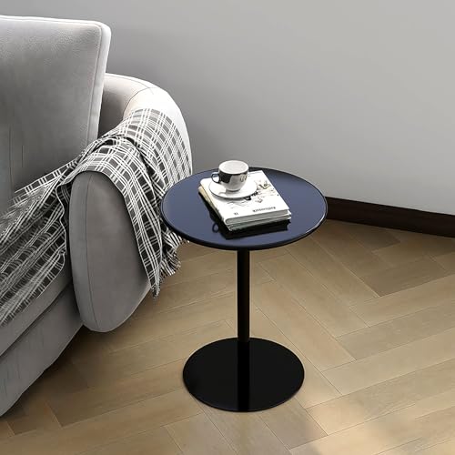 LISHEUK Runder Beistelltisch im Vintage-Stil mit Marmorsockel für kleine Räume, Kleiner Getränketisch mit Säulendesign, perfekt für Sofa, Couch, Stuhl, Terrasse, 48 cm, Schwarz LISHEUK Runder Beistelltisch im Vintage-Stil mit Marmorsockel für kleine Räume, Kleiner Getränketisch mit Säulendesign, perfekt für Sofa, Couch, Stuhl, Terrasse, 48 cm, Schwarz von LISHEUK