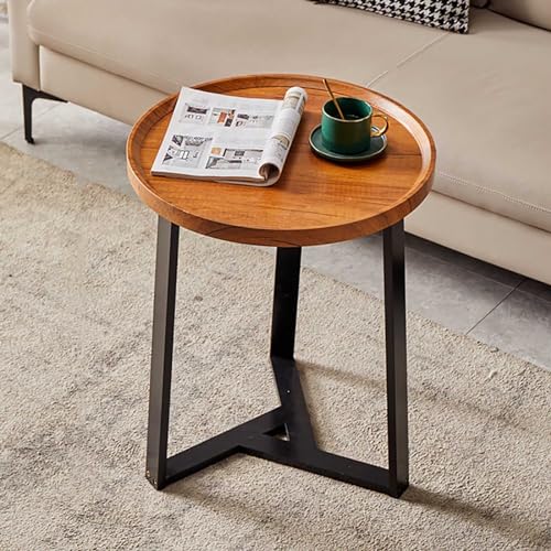 LISHEUK Rustikaler Beistelltisch aus Holz mit schmiedeeiserner Beinstrebe, einfach zu montieren, Kleiner Beistelltisch für Wohnzimmer, Wohnheim, Home Office, Schlafzimmer (Farbe: LISHEUK Rustikaler Beistelltisch aus Holz mit schmiedeeiserner Beinstrebe, einfach zu montieren, Kleiner Beistelltisch für Wohnzimmer, Wohnheim, Home Office, Schlafzimmer (Farbe: von LISHEUK