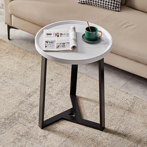 LISHEUK Rustikaler Beistelltisch aus Holz mit schmiedeeiserner Beinstrebe, einfache Montage für Wohnzimmer, Wohnheim, Home Office und Schlafzimmer (Farbe: A) von LISHEUK