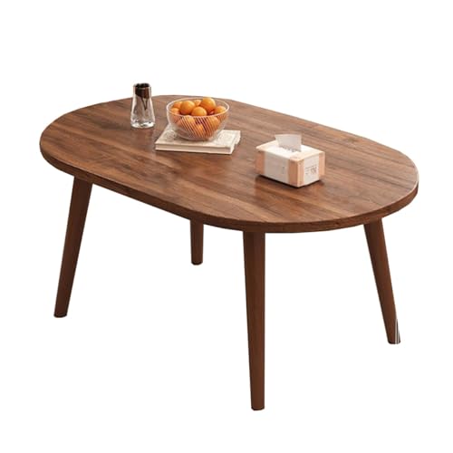 LISHEUK Rustikaler ovaler Couchtisch aus Massivholz, moderner minimalistischer Cocktail-Teetisch aus Holz, Wohnzimmertisch im Industriestil, natürlicher Mitteltisch aus Massivhol von LISHEUK