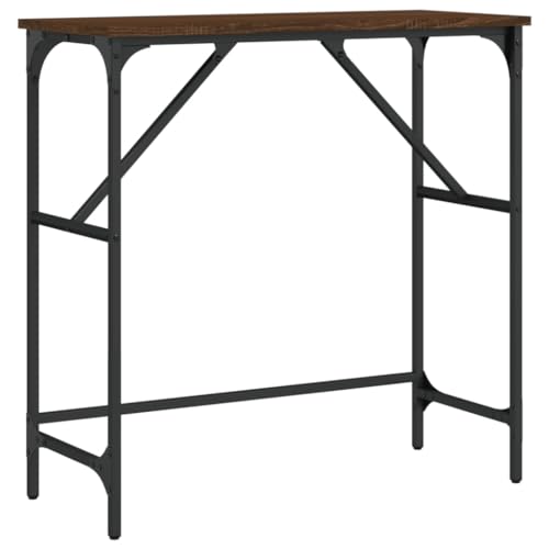LISHEUK Schmaler Konsolentisch, Beistelltisch, Eingangstisch mit Ablage für Flur, Wohnzimmer, Braune Eichenoptik, 75 x 32 x 75 cm, Holzwerkstoff von LISHEUK