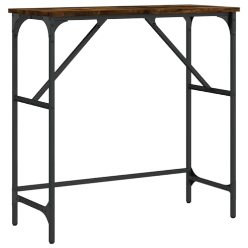 LISHEUK Schmaler Konsolentisch, Beistelltisch, Flurtisch, schmales Regal für Eingangsbereich, Wohnzimmer, Braune Eichenoptik, 75 x 32 x 75 cm, Holzwerkstoff von LISHEUK