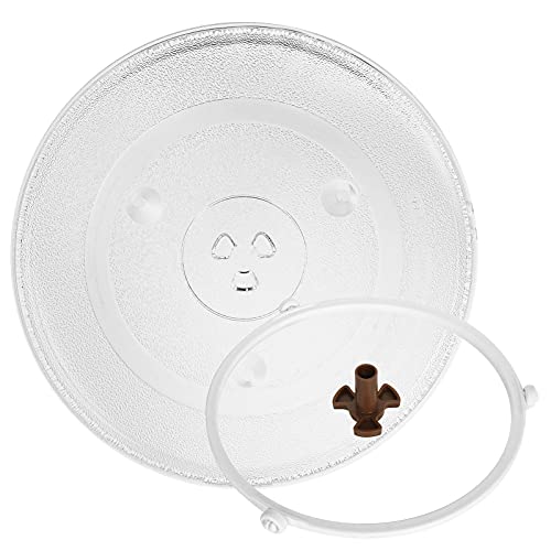 Universal-Mikrowellen-Glasplatte, 31,5 cm, Ersatzplatte für Kenmore, Panasonic, GE, mit Mikrowellen-Drehteller und Mikrowellenteller-Rollen-Stützrad von LISHINE