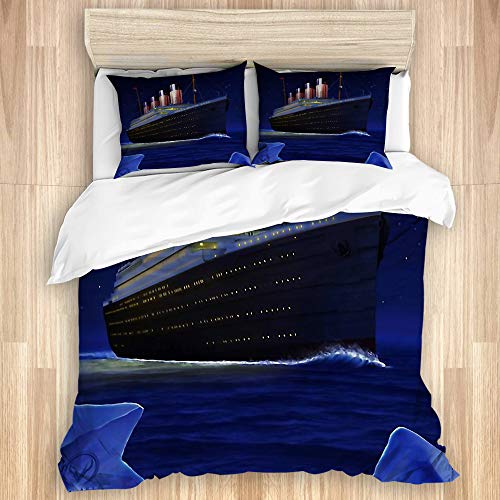 LISNIANY Bettwäsche Set,RMS Titanic,1 Bettbezug 135x200cm+2 Kopfkissenbezug 80x80cm von LISNIANY