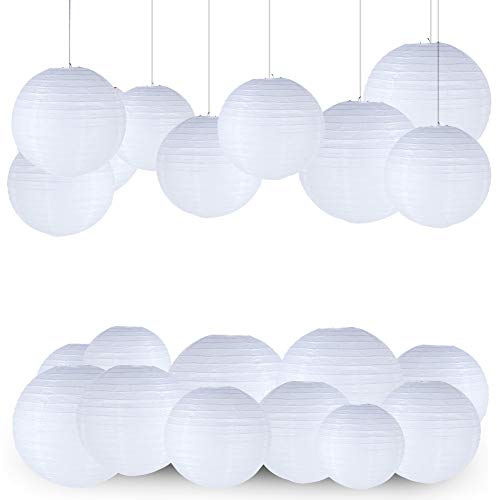 12er Lampions Papierlaterne, LISOPO Weiße Papier Laterne Lampenschirm Lampion Runde Laterne Papierlampions zum Dekorieren von Leuchten Dekoration 12er Lampions Papierlaterne, LISOPO Weiße Papier Laterne Lampenschirm Lampion Runde Laterne Papierlampions zum Dekorieren von Leuchten Dekoration von LISOPO
