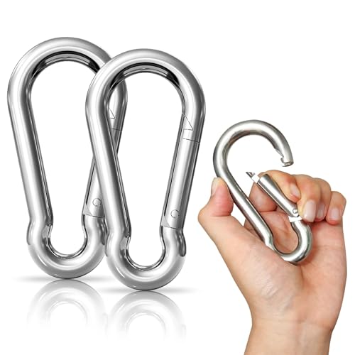 2er Karabinerhaken Set 11x110cm, LISOPO Super Groß Karabiner Edelstahl 304 Karabiner Professionell belastbar, Groß Karabinerhaken mit Schnappverschluss für alle Zughilfen und Griffe mit Einer Öse von LISOPO