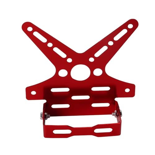 LISROEU Motor Kennzeichenhalter Universal Motorrad Hinten Kennzeichen Rahmen Halterung Rack Roller Eingestellt Anzahl Platte Halter(Red) von LISROEU