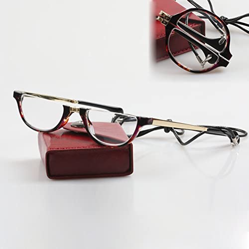 LISSY Faltbare Lesebrille Für Damen Und Herren, Halbrahmen Lesebrillen, Vintage Halbbrille Computerbrille, Tragbare Lesehilfe Brille, Dioptrien 1.0-3.0 (Color : A, Size : 2.5X) von LISSY