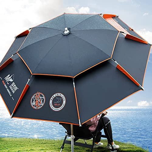 LISSY Windfest Strandschirm Im Freien 240cm, Sonnenschirm Angelschirm 360° Neigbarer, Großer Regenschirm Für Reise/Sport/Picknick, Sonnenschirm Wasserdicht UV Schutz (Size : 260cm/8.5ft) von LISSY