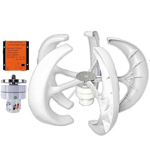 100–500 W Windturbinen-Set Mit Controller, Vertikaler 5-Blatt-Windturbinengenerator (12/24 V) – 2 M/S Windgeschwindigkeitsstart, Für Wohnmobil, Bauernhof, Yacht,White-100W24V von LISTaRSw