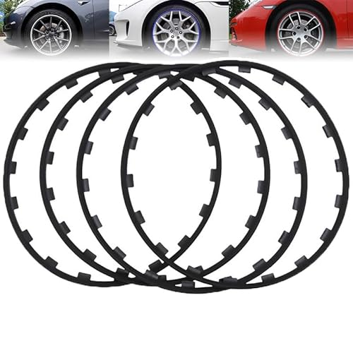 16-20 Zoll Felgenrandring, Autofelgenschutz (4er-Set), Passend Für Jedes Fahrzeug, Reifenschutz/Kratzfest ​- Universal,Black-16in von LISTaRSw