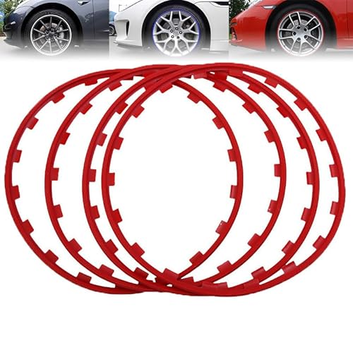 16-20 Zoll Felgenrandring, Autofelgenschutz (4er-Set), Passend Für Jedes Fahrzeug, Reifenschutz/Kratzfest ​- Universal,Red-16in von LISTaRSw
