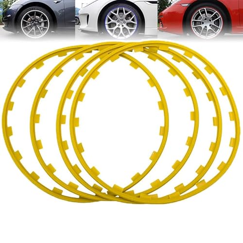 16-20 Zoll Felgenrandring, Autofelgenschutz (4er-Set), Passend Für Jedes Fahrzeug, Reifenschutz/Kratzfest ​- Universal,Yellow-19in von LISTaRSw