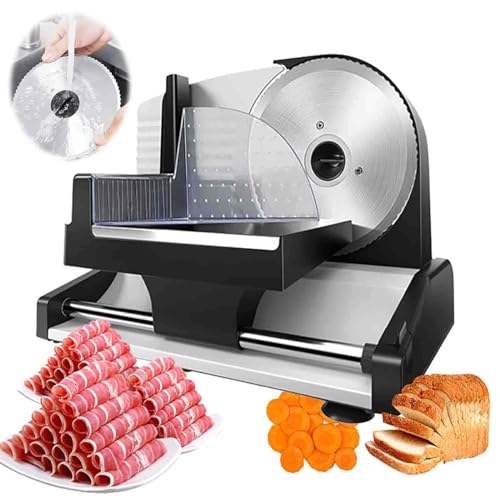 200 W Elektrischer Allesschneider (0-15 Mm Dickeneinstellung) – Lamm-/Schinkenschneiden, Manueller Fleischhobel Für Den Heimgebrauch – 7,5-Zoll-Edelstahlklinge, Für Fleisch,Black von LISTaRSw
