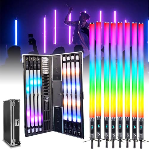 8-Teiliges Bühnenlicht + Flightcase/App Und Fernbedienung, Vollfarbiges Rgb-Bühnenlicht (1–12 Stunden Laufzeit), Wiederaufladbare 360°-Pixel-LED-Röhre, Für Partys, Shows von LISTaRSw