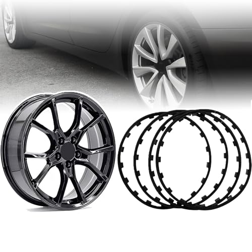Autofelgenschutz/Reifenschutz (16-20 Zoll/4 Stk), Felgennabenschutz, Universeller Kratzschutz, Passend Für Viele Autos,Black-18in von LISTaRSw