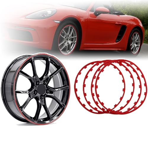 Autofelgenschutz/Reifenschutz (16-20 Zoll/4 Stk), Felgennabenschutz, Universeller Kratzschutz, Passend Für Viele Autos,Red-18in von LISTaRSw