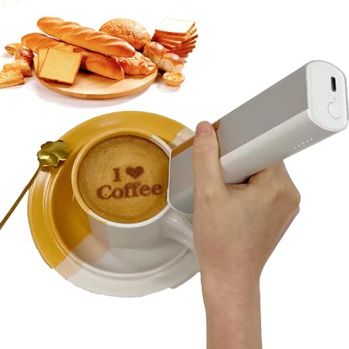 Kaffeedrucker Mit App-Steuerung, Tragbarer Essbarer Drucker – 300 Dpi Genauigkeit, Sicher Zu Essen Und Schnelle Und Klare Ausgabe, Für Brotkaffee-Feinschmecker,Redinkcartridge von LISTaRSw