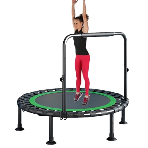 Rundes Indoor-Trampolin Für Kinder, Faltbares Fitness-Mini-Trampolin-Rebounder, 40"/48" Faltbares Mini-Trampolin Mit U-Förmigem Griff,Green-40in von LISTaRSw