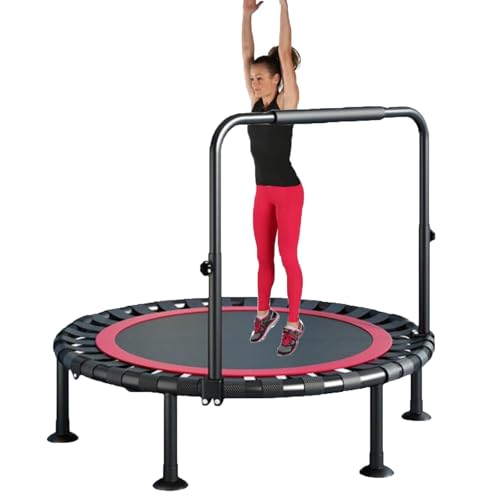 Rundes Indoor-Trampolin Für Kinder, Faltbares Fitness-Mini-Trampolin-Rebounder, 40"/48" Faltbares Mini-Trampolin Mit U-Förmigem Griff,Red-40in von LISTaRSw