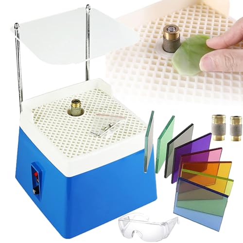 Tragbarer Buntglasschleifer, Mit 5/8" Und 1" Diamantschleifstücken, Wasserbettdesign + Augenschutzblende + Brille, Für Glasbearbeitung, Kunst, Dekoration,Blue Tragbarer Buntglasschleifer, Mit 5/8" Und 1" Diamantschleifstücken, Wasserbettdesign + Augenschutzblende + Brille, Für Glasbearbeitung, Kunst, Dekoration,Blue von LISTaRSw