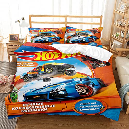 LISaINmAy Hot Wheels Bettwäsche-Set Für Doppelbetten, 3-teilig, Mit Kissenbezügen, Ultraweich, Antiallergisch, Bügelfrei (Einzel (135x200cm),HW07) von LISaINmAy