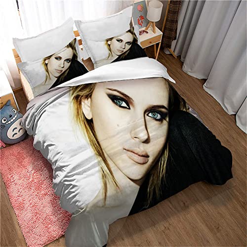 LISaINmAy Scarlett Johansson Rotierendes Bettbezug- Und Kissenbezug-Bettwäsche-Set Für Kinder, Hypoallergen Und Milbenabweisend (Einzel (135x200cm),Bild 06) von LISaINmAy