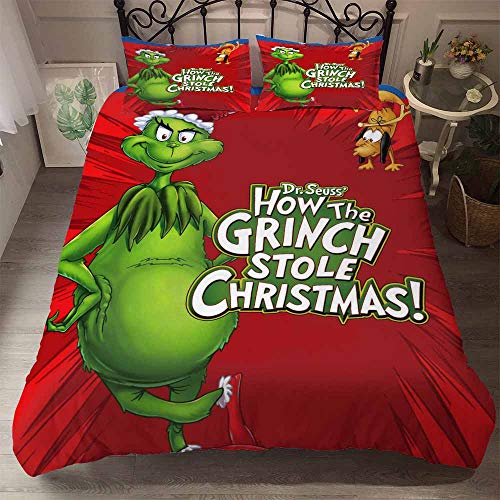 LISaINmAy The Grinch Rotierendes Bettbezug- Und Kissenbezug-Bettwäsche-Set Für Kinder (Doppelt(200x200cm),Grün 03) von LISaINmAy