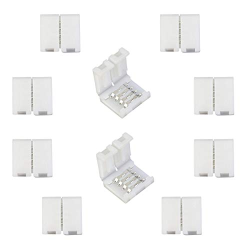 LITAELEK 10pcs 4-Poligen LED Verbinder Mit Klippbefestigung - Stecker Und Schnellverbinder für 10mm Breit SMD 5050 RGB Streifen Stripes (10 Stück) von LITAELEK