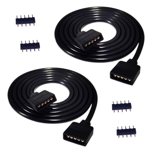 LITAELEK 2pcs 1m RGBW LED Streifen Verlängerungskabel 5 polig RGBW 5050 LED Strip Extension Cable LED Band Verlängerung Kabel LED Stripe Anschlusskabel 5 Pin LED Controller Verbinder, Schwarz von LITAELEK