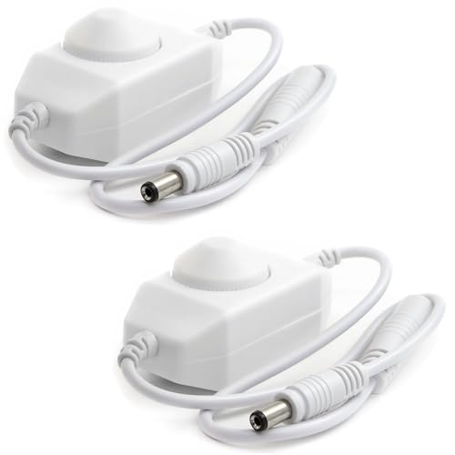 LITAELEK 2pcs DC 12V-24V 3A PWM Dimmer COB LED Streifen Schalter Dimmbare SMD LED Strip Controller In-line Dimmschalter Drehdimmer Schnurdimmer Regler Stufenlos Dimmen Kontrolleur für LED Strip, Weiß LITAELEK 2pcs DC 12V-24V 3A PWM Dimmer COB LED Streifen Schalter Dimmbare SMD LED Strip Controller In-line Dimmschalter Drehdimmer Schnurdimmer Regler Stufenlos Dimmen Kontrolleur für LED Strip, Weiß von LITAELEK