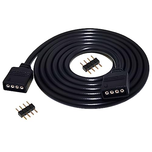 LitaElek 5m RGB LED Streifen Verlängerungskabel 4 poliger LED Band Verlängerung Kabel RGB 5050 3528 2835 LED Strip Extension Cord RGB LED Stripe Extension Cable LED Verbinder Anschluss, Schwarz von LITAELEK