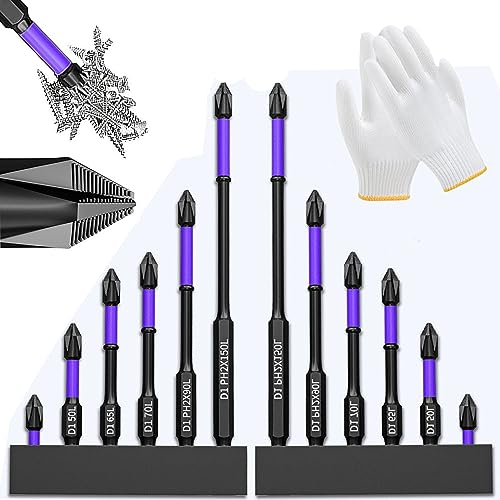2 Set Hohe Härte und Starker Magnetischer Bit, Magnetische Schraubendreher Bit Set Anti-Shock Anti-Rutsch, Schlagschrauber Bits Set, Magnetic Screwdriver Bit Set (2 Set / 12 Stück) von LITHYC